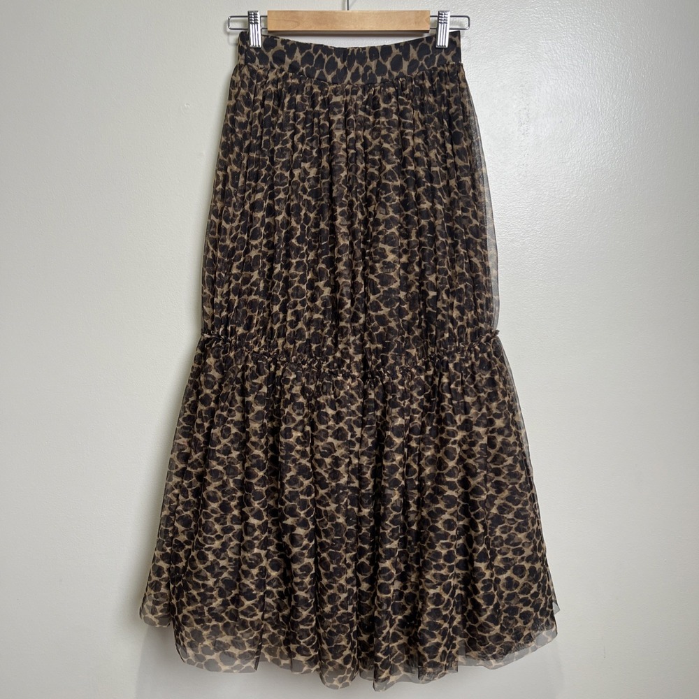 Boden Anna Leopard Print Tiered Tulle Maxi Skirt Size 0 Petite‎ EUC - Picture 3 of 8